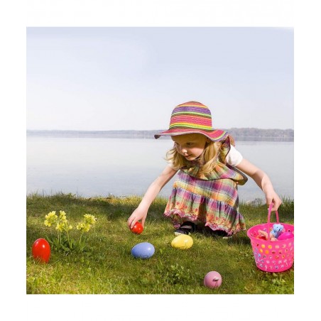 12 Pack Easter Baskets for Kids 8.6" Plastic Easter Bags with Handles Easter Bucket Bags Filled with Grass Perfect Theme Part...