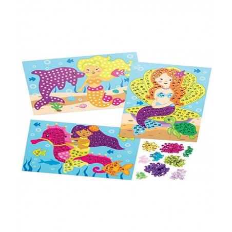 AT732 Mermaid Sequin Picture Kits - Pack of 4 for Kids Arts and Crafts Projects $20.63 Craft Kits
