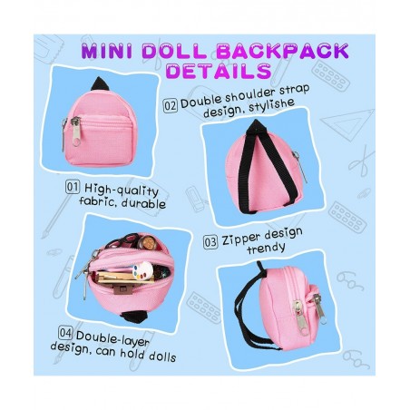 23 Pieces Doll School Supplies Mini School Supplies for Dolls Kit Including Mini Zipper Doll Backpack Blackboard Glasses Mini...