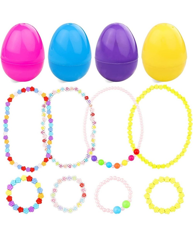 Easter Basket Stuffers 4Set Prefilled Easter Eggs with Different Designs of Necklaces and Bracelets Girls Jewelry Set for Kid...