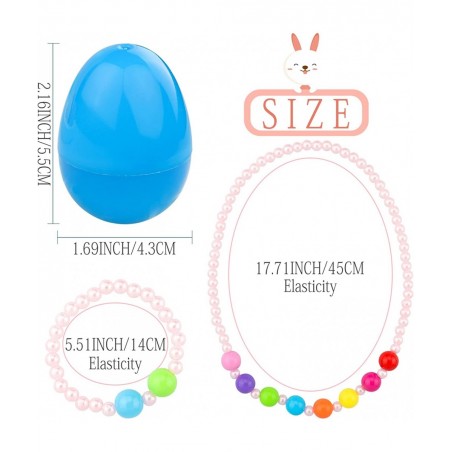 Easter Basket Stuffers 4Set Prefilled Easter Eggs with Different Designs of Necklaces and Bracelets Girls Jewelry Set for Kid...