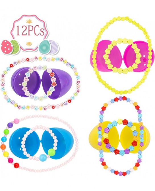 Easter Basket Stuffers 4Set Prefilled Easter Eggs with Different Designs of Necklaces and Bracelets Girls Jewelry Set for Kid...
