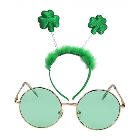 St Patricks Day Costume Accessories Shamrock Green Headband Green Sunglasses $22.58 Kids' Dress-Up Accessories
