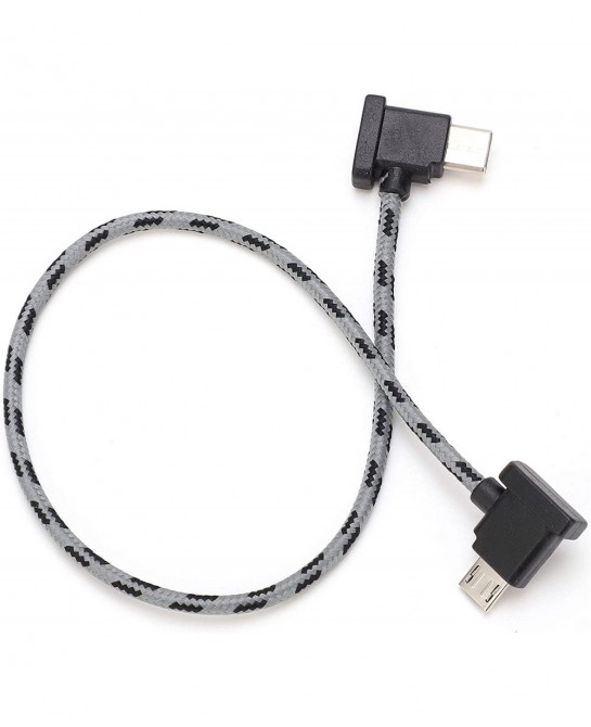 USB C to Micro USB 2.0 Data Transfer Cable Type C to Micro USB Right Angle Data Cable for DJI Mavic Air 2 / Mini 2 Remote etc...