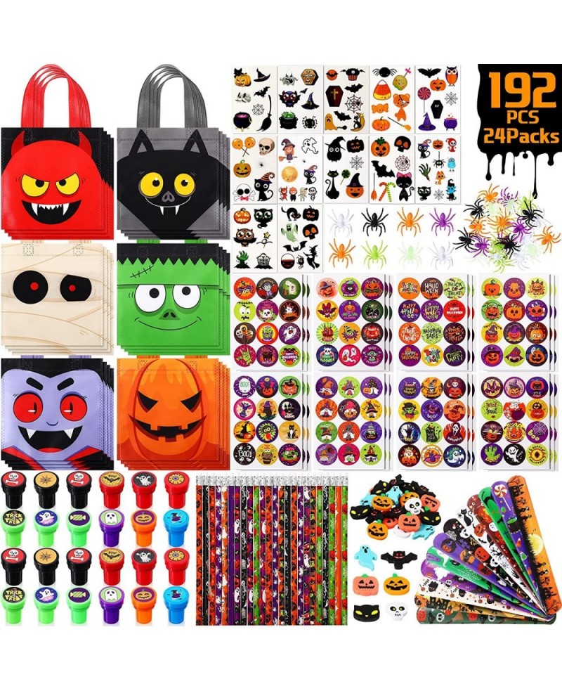 192 Pieces Halloween Party Favors Set 24 Pack Halloween Stationery for Kids Trick or Treat Toy Goody Bag Fillers Including Ha...