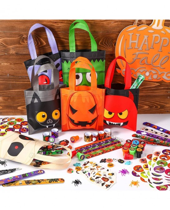 192 Pieces Halloween Party Favors Set 24 Pack Halloween Stationery for Kids Trick or Treat Toy Goody Bag Fillers Including Ha...