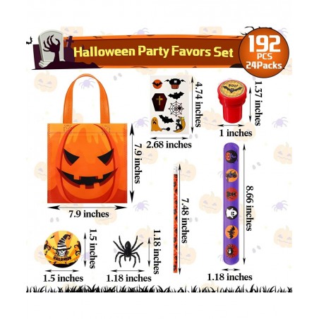 192 Pieces Halloween Party Favors Set 24 Pack Halloween Stationery for Kids Trick or Treat Toy Goody Bag Fillers Including Ha...