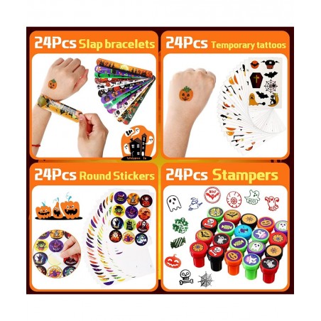 192 Pieces Halloween Party Favors Set 24 Pack Halloween Stationery for Kids Trick or Treat Toy Goody Bag Fillers Including Ha...