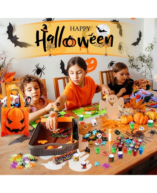 192 Pieces Halloween Party Favors Set 24 Pack Halloween Stationery for Kids Trick or Treat Toy Goody Bag Fillers Including Ha...
