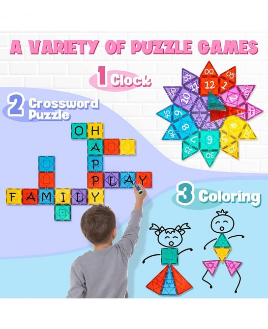Magnetic Tiles 102PCS Kids Magnet Toys for 3+ Year Old Boys and Girls STEM Magnetic Blocks Educational Construction Gift for ...