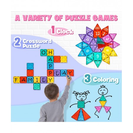 Magnetic Tiles 102PCS Kids Magnet Toys for 3+ Year Old Boys and Girls STEM Magnetic Blocks Educational Construction Gift for ...