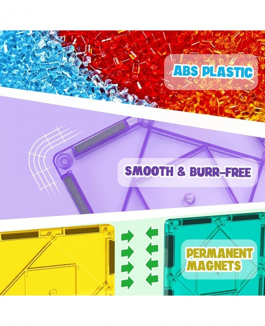 Magnetic Tiles 102PCS Kids Magnet Toys for 3+ Year Old Boys and Girls STEM Magnetic Blocks Educational Construction Gift for ...