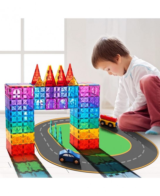 Magnetic Tiles 102PCS Kids Magnet Toys for 3+ Year Old Boys and Girls STEM Magnetic Blocks Educational Construction Gift for ...