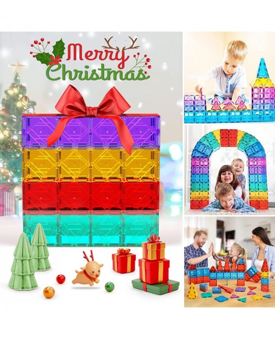 Magnetic Tiles 102PCS Kids Magnet Toys for 3+ Year Old Boys and Girls STEM Magnetic Blocks Educational Construction Gift for ...