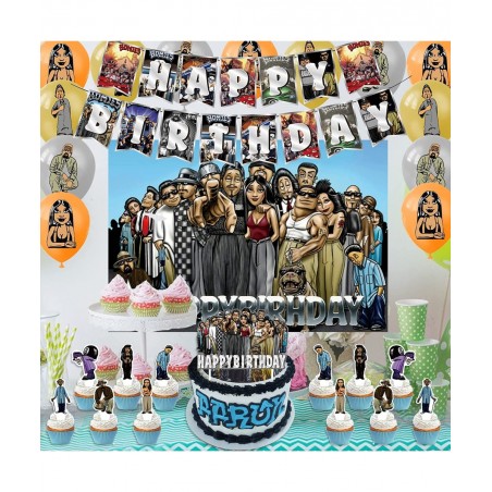 33 Pcs Party Decorations Birthday Party Decorations Set Include Banner Cake Topper Cupcake Toppers Balloons and Happy Birthda...