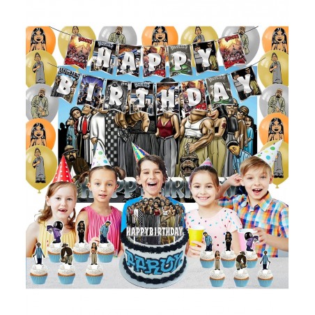 33 Pcs Party Decorations Birthday Party Decorations Set Include Banner Cake Topper Cupcake Toppers Balloons and Happy Birthda...