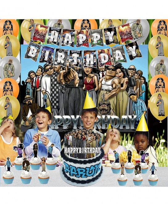 33 Pcs Party Decorations Birthday Party Decorations Set Include Banner Cake Topper Cupcake Toppers Balloons and Happy Birthda...