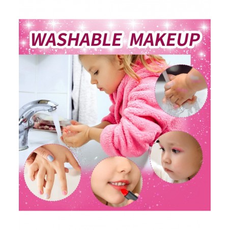 Kids Makeup Kit for Girl 42 Pcs Kid Washable Makeup Set Child Real Makeup Kit for Toddlers Girl Toys Pretend Cosmetic Safe & ...