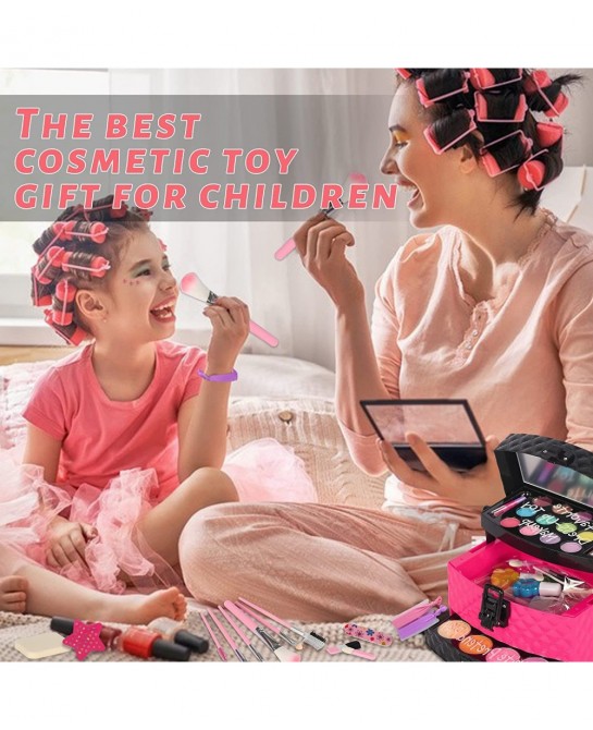 Kids Makeup Kit for Girl 42 Pcs Kid Washable Makeup Set Child Real Makeup Kit for Toddlers Girl Toys Pretend Cosmetic Safe & ...