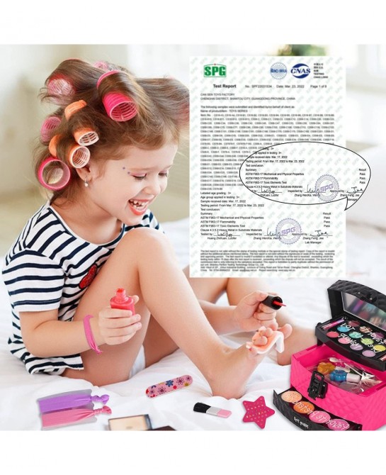 Kids Makeup Kit for Girl 42 Pcs Kid Washable Makeup Set Child Real Makeup Kit for Toddlers Girl Toys Pretend Cosmetic Safe & ...