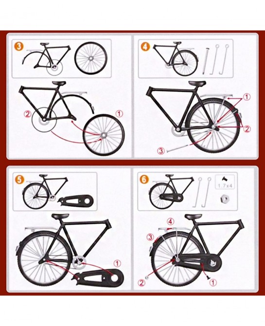 51 PCS DIY Retro Bicycle Model Ornament For Kids Vintage Metal Bicycle Ornaments DIY Bicycle Model Scale Iron Art Tabletop Or...