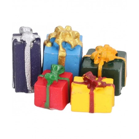 25 Pcs Mini Boxes Ornaments Resin Christmas Packages Figurine Set Christmas Tree Small Gift Boxes Assorted Colors Miniature C...