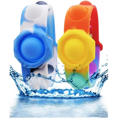 2Pcs Stress Relief Wristband Push Bubble Sensory Fidget Bracelets Toy Fidget Wristband Wearable Push It Pop Bubble Fidget Han...