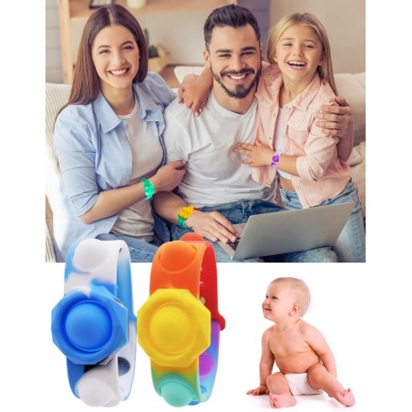 2Pcs Stress Relief Wristband Push Bubble Sensory Fidget Bracelets Toy Fidget Wristband Wearable Push It Pop Bubble Fidget Han...