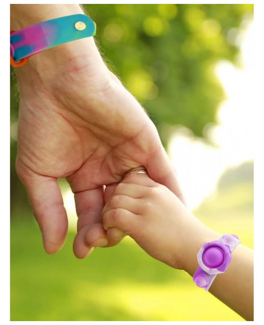 2Pcs Stress Relief Wristband Push Bubble Sensory Fidget Bracelets Toy Fidget Wristband Wearable Push It Pop Bubble Fidget Han...
