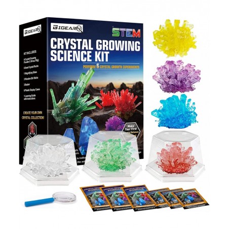 Crystal Growing Science Kit for Kids Ages 6-8-12 Easy DIY Educational STEM Toys Project - 6 Vibrant Crystals Grow Fast in 3-4...