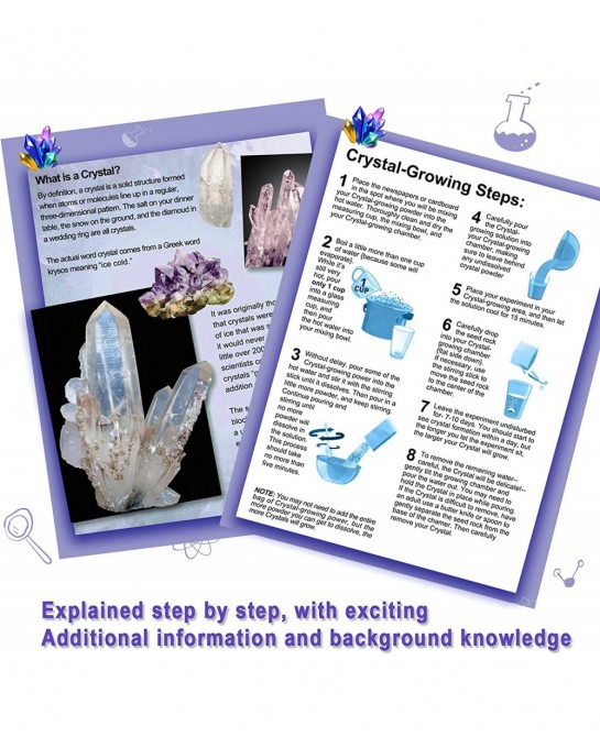 Crystal Growing Science Kit for Kids Ages 6-8-12 Easy DIY Educational STEM Toys Project - 6 Vibrant Crystals Grow Fast in 3-4...