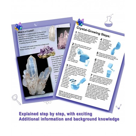 Crystal Growing Science Kit for Kids Ages 6-8-12 Easy DIY Educational STEM Toys Project - 6 Vibrant Crystals Grow Fast in 3-4...