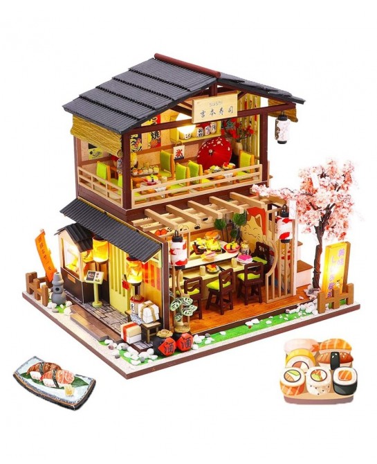 DIY Dollhouse Miniature with Wooden Furniture Handmade Japanese Style Home Craft Model Mini Kit with Dust Cover & Music Box 1...