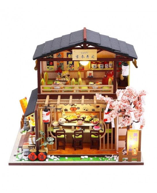 DIY Dollhouse Miniature with Wooden Furniture Handmade Japanese Style Home Craft Model Mini Kit with Dust Cover & Music Box 1...