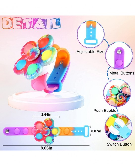 Kids Helloween Party Favors Pop Spinner Bracelet 4 Pcs Glow in The Dark Party Supplies Goodie Bag Stuffers Light Up Fidget Sp...