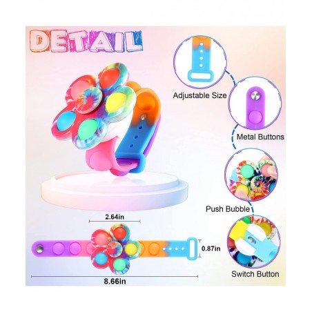 Kids Helloween Party Favors Pop Spinner Bracelet 4 Pcs Glow in The Dark Party Supplies Goodie Bag Stuffers Light Up Fidget Sp...