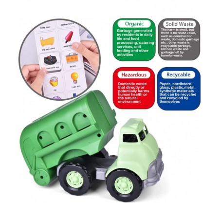 Big Plastic Garbage Truck Toy Waste Management Recycling Vehicle with 4 Trash Cans and Garbage Sorting Cards for Kids $47.15 ...