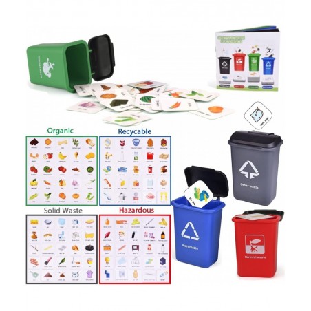 Big Plastic Garbage Truck Toy Waste Management Recycling Vehicle with 4 Trash Cans and Garbage Sorting Cards for Kids $47.15 ...