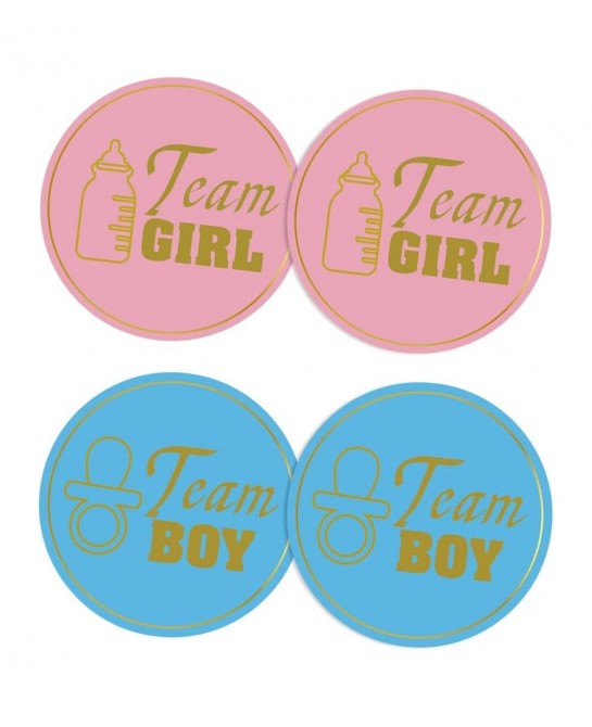 100 Pieces Gender Reveal Stickers 1.6'' Team Boy Team Girl Stickers Labels Baby Shower Stickers Pink Blue for Party Invitatio...