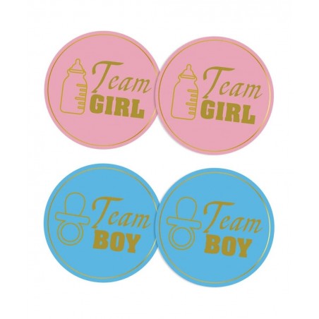 100 Pieces Gender Reveal Stickers 1.6'' Team Boy Team Girl Stickers Labels Baby Shower Stickers Pink Blue for Party Invitatio...