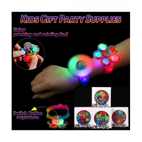 Kids Helloween Party Favors Pop Spinner Bracelet 4 Pcs Glow in The Dark Party Supplies Goodie Bag Stuffers Light Up Fidget Sp...