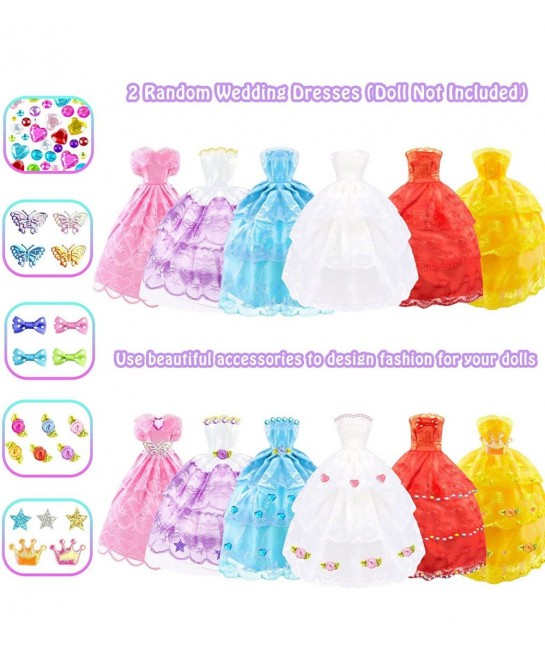 75Pcs Doll Clothes and Accessories Fashion Design kit for 11.5 Inch Doll Dress Up Including 2 Wedding Gown Dresses 1 Fashion ...