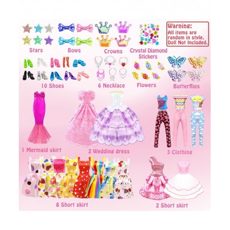 75Pcs Doll Clothes and Accessories Fashion Design kit for 11.5 Inch Doll Dress Up Including 2 Wedding Gown Dresses 1 Fashion ...