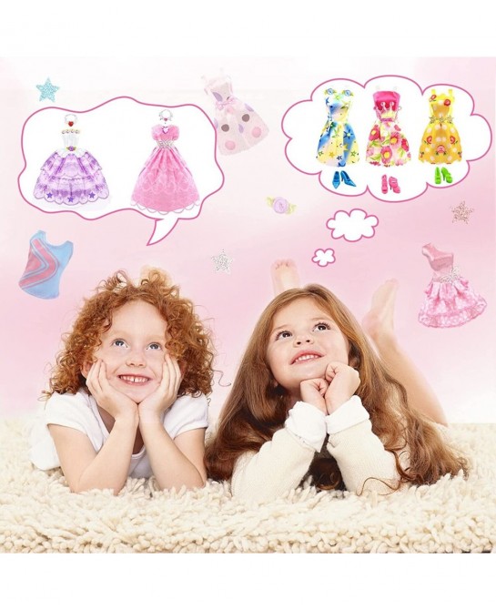 75Pcs Doll Clothes and Accessories Fashion Design kit for 11.5 Inch Doll Dress Up Including 2 Wedding Gown Dresses 1 Fashion ...