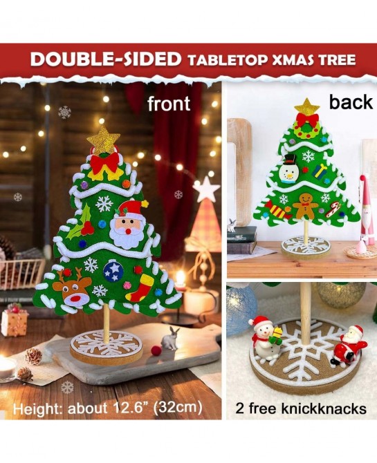 Sewing Kit for Kids Ages 5-8 8-12 Stress Relief Christmas Crafts for Adults 3D DIY Felt Christmas Tree Boys Girls Christmas G...