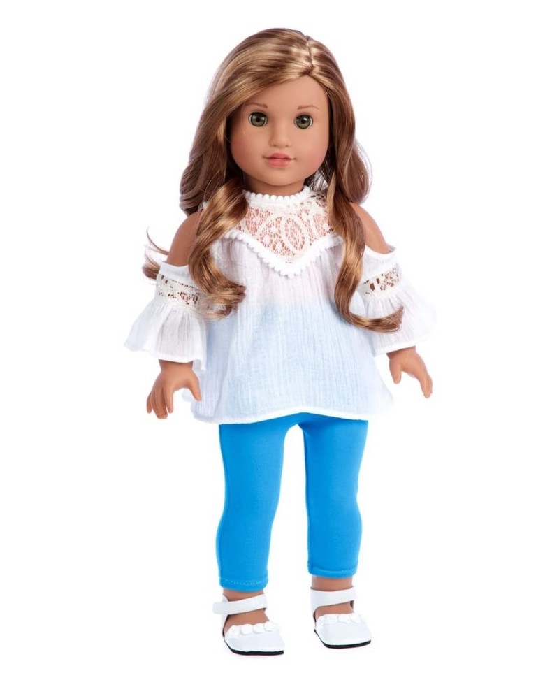 Trendy Girl - Clothes Fits 18 Inch Doll - 3 Piece Outfit - White Cotton Blouse Turquoise Leggings and White Shoes (Dolls Not ...
