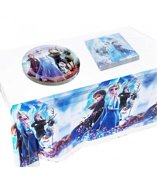 Frozen Birthday Set 20pcs Plates 20 Napkins 1 Tablecloths Frozen Themed Party Supplies $19.97 Kids' Party Tableware
