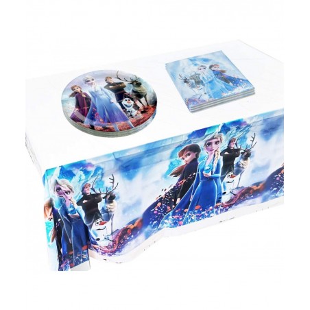 Frozen Birthday Set 20pcs Plates 20 Napkins 1 Tablecloths Frozen Themed Party Supplies $19.97 Kids' Party Tableware