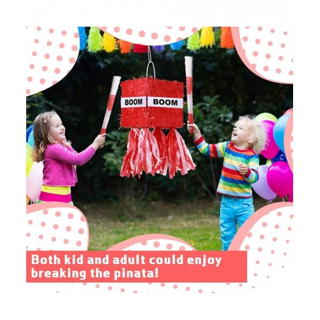 Small Red Boom Pinata with Blindfold and Stick Small Cube Shape Pinata for Birthday Party 7 x 7 x 7 Inches $32.72 Piñatas