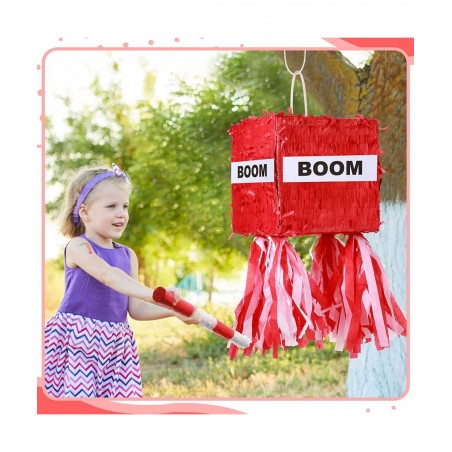 Small Red Boom Pinata with Blindfold and Stick Small Cube Shape Pinata for Birthday Party 7 x 7 x 7 Inches $32.72 Piñatas
